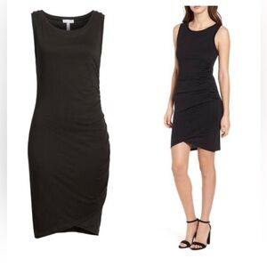 Leith Black Bodycon Rouched Mini Dress Small